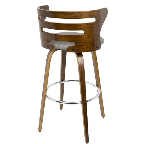 Mid-century Modern Bar Stool in Walnut and Grey Cosini