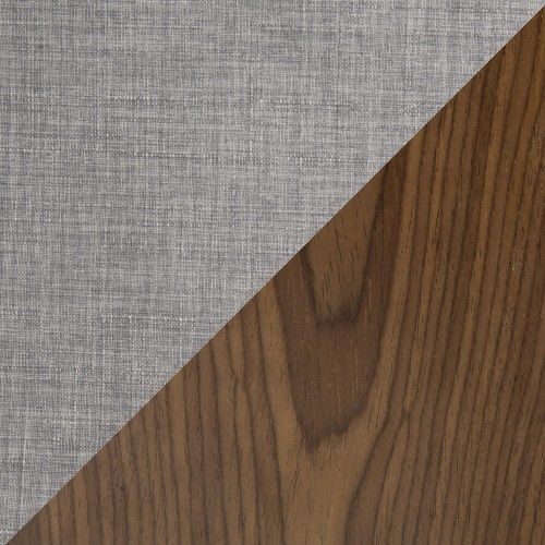 Mid-Century Modern Barstool in Walnut Wood and Grey Fabric Curvini