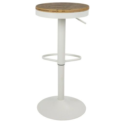 Industrial Adjustable White Bar Stool Dakota