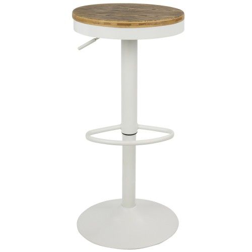 Industrial Adjustable White Bar Stool Dakota