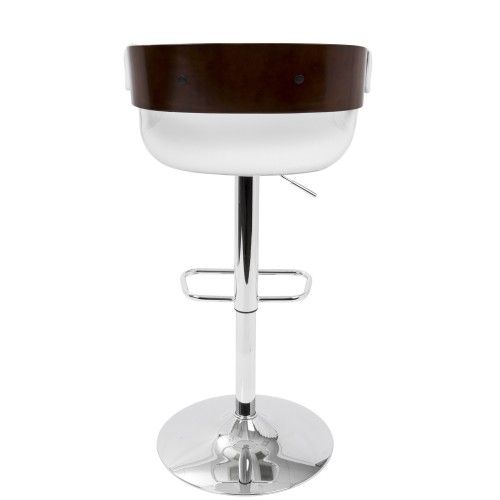 Mid-Century Modern Adjustable Bar Stool in Cherry and White Envi
