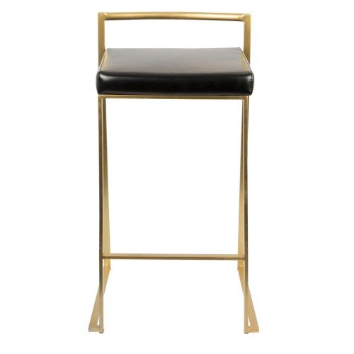 2 Contemporary Counter Stools in Gold and Black