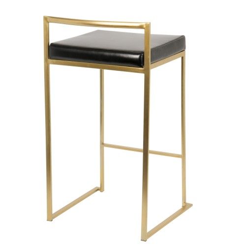 2 Contemporary Counter Stools in Gold and Black