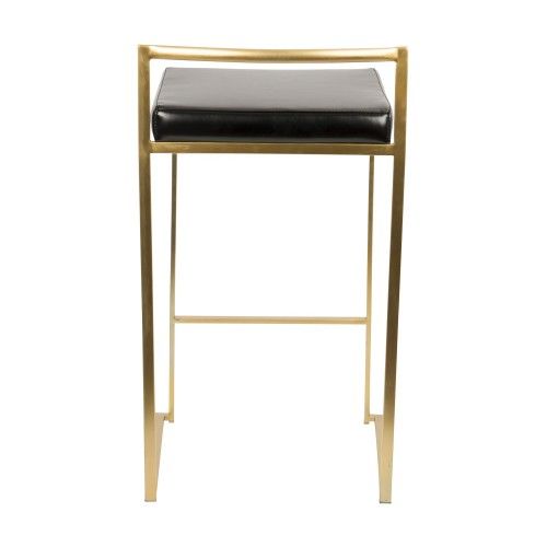 2 Contemporary Counter Stools in Gold and Black