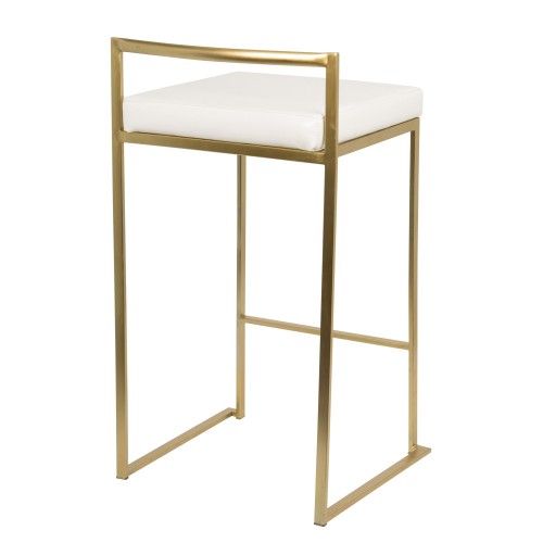 2 Contemporary Counter Stools in Gold and White Fuji