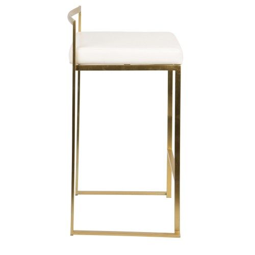 2 Contemporary Counter Stools in Gold and White Fuji