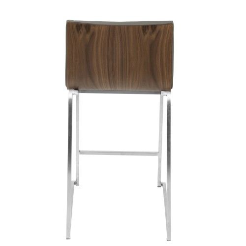 Set of 2 Contemporary Counter Stools in Walnut and Grey Mara LumiSource - 5