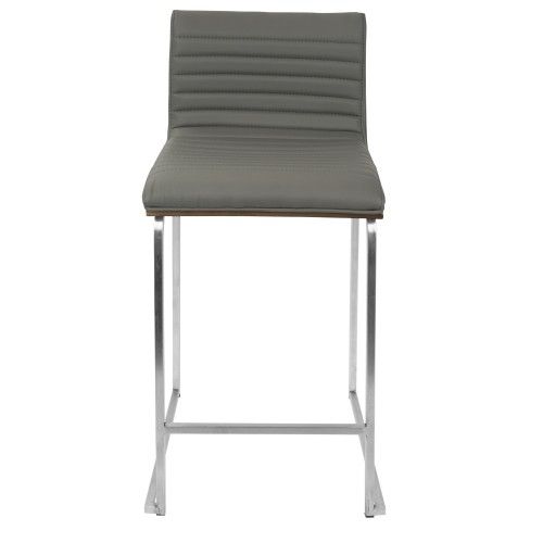 Set of 2 Contemporary Counter Stools in Walnut and Grey Mara LumiSource - 6