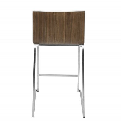 Set of 2 Contemporary Counter Stools in Walnut and White Mara LumiSource - 5