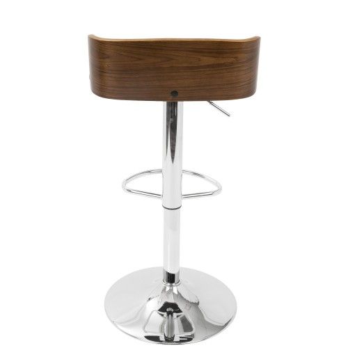 Mid-Century Modern Adjustable Bar stool in Walnut and Cream Maya LumiSource - 6