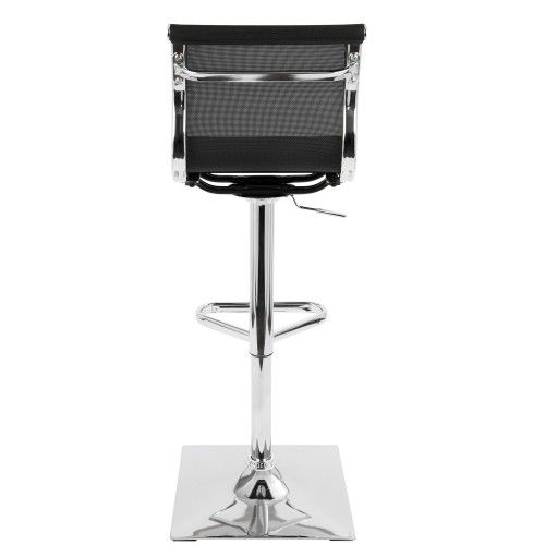 Height Adjustable Contemporary Bar stool in Black Mirage LumiSource - 3