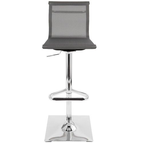 Height Adjustable Contemporary Bar stool in Silver Mirage LumiSource - 2