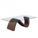 Modern Rectangular Glass Coffee Table with Walnut Base St Laurent