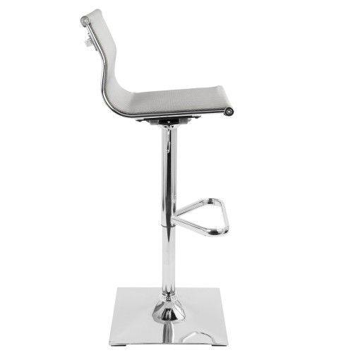 Height Adjustable Contemporary Bar stool in Silver Mirage LumiSource - 4