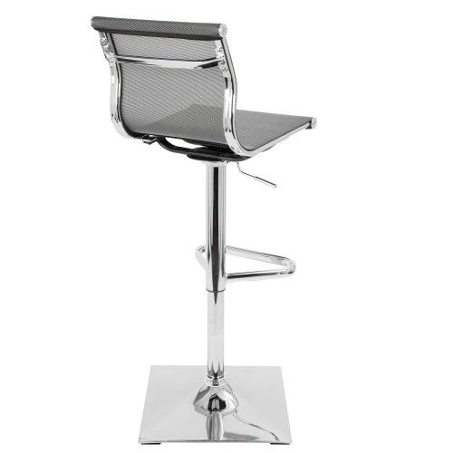 Height Adjustable Contemporary Bar stool in Silver Mirage LumiSource - 5
