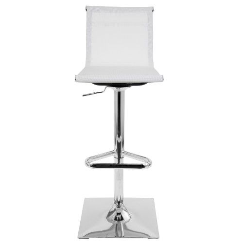 Height Adjustable Contemporary Bar stool in White Mirage LumiSource - 2