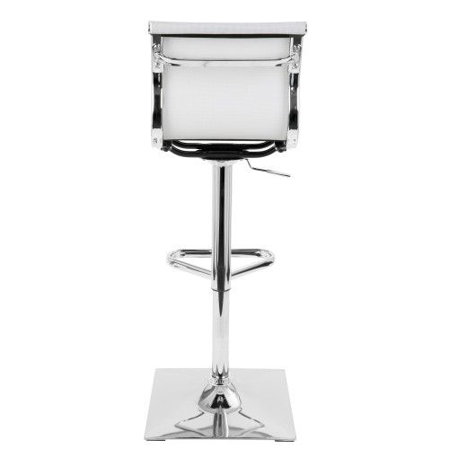 Height Adjustable Contemporary Bar stool in White Mirage LumiSource - 3