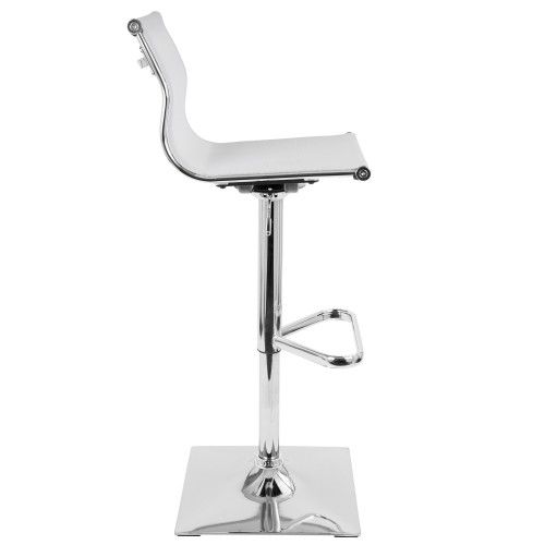 Height Adjustable Contemporary Bar stool in White Mirage LumiSource - 4