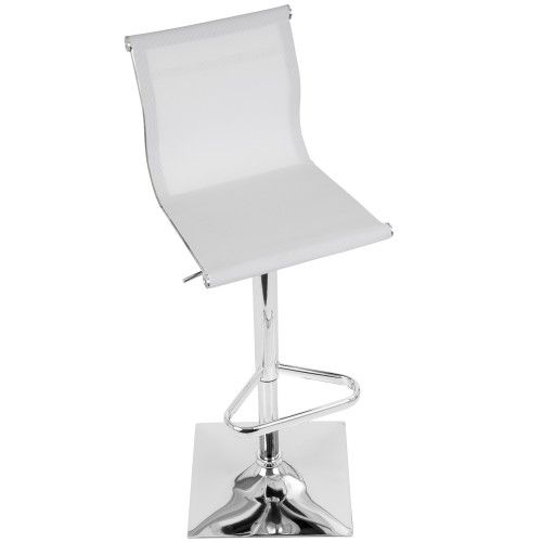Height Adjustable Contemporary Bar stool in White Mirage LumiSource - 6