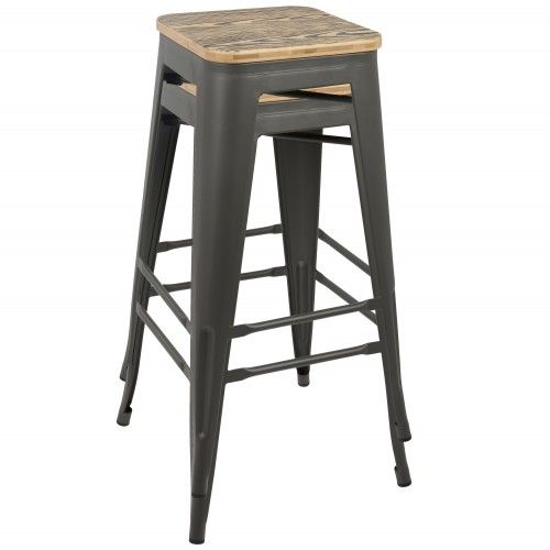 Set of 2 Stackable Industrial Bar stools Oregon LumiSource - 2