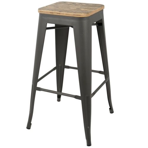 Set of 2 Stackable Industrial Bar stools Oregon LumiSource - 5