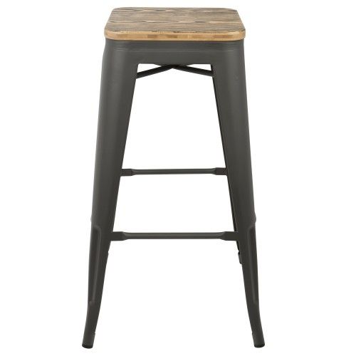 Set of 2 Stackable Industrial Bar stools Oregon LumiSource - 6