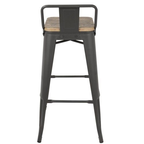 Set of 2 Industrial Low Back Bar Stools with Grey Frame and Brown Wood Oregon LumiSource - 5