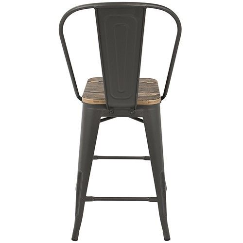 Set of 2 Industrial Counter Stools with Grey Frame and Brown Wood Oregon LumiSource - 4