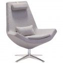 Modern Light Gray Fabric Swivel Lounge Chair Bruges