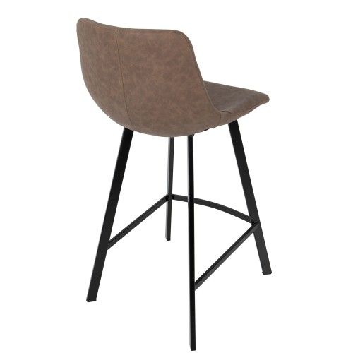 Set of 2 Industrial Counter Stools in Brown PU Outlaw LumiSource - 3