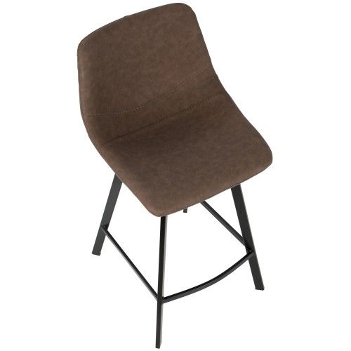 Set of 2 Industrial Counter Stools in Brown PU Outlaw LumiSource - 6
