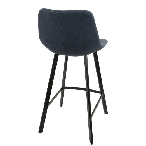 Set of 2 Industrial Counter Stool in Blue PU Outlaw LumiSource - 3