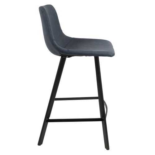 Set of 2 Industrial Counter Stool in Blue PU Outlaw LumiSource - 4