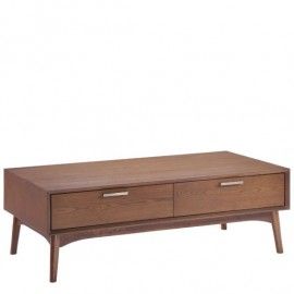 Modern Rectangular Walnut Coffee Table with Drawers Design District