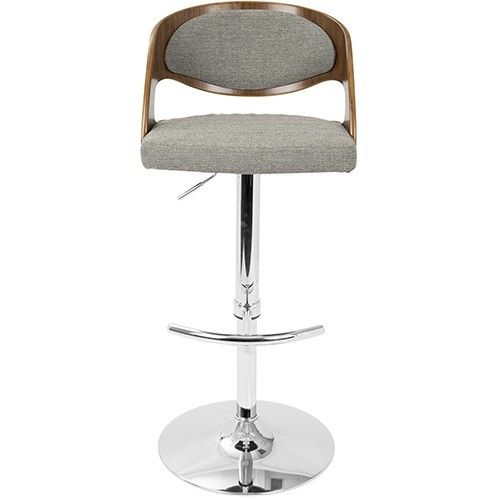 Mid-Century Modern Adjustable Bar stool in Walnut and Grey Pino LumiSource - 3