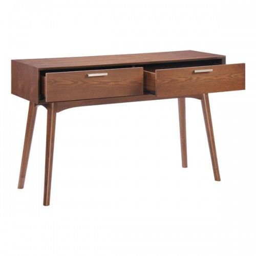 Modern Walnut Console Table with Drawers Design District