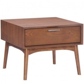 Modern Walnut Side Table with Drawer Design District