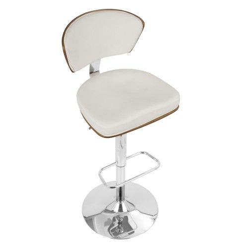 Height Adjustable Mid-century Modern Bar stool in Walnut and White Ravinia LumiSource - 7