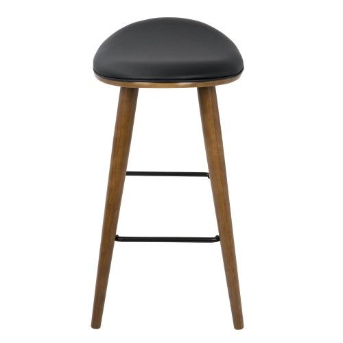 Set of 2 Mid-Century Modern Counter Stools in Walnut and Black Saddle LumiSource - 3