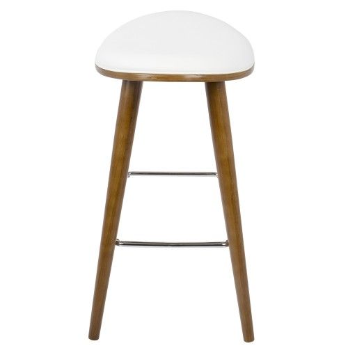 Mid-Century Modern Counter Stools in Walnut and White Saddle