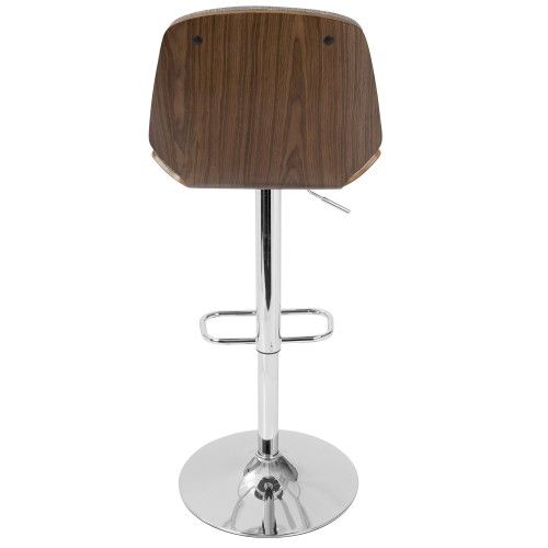 Mid-Century Modern Barstool in Grey Fabric and Walnut Wood Serena LumiSource - 6