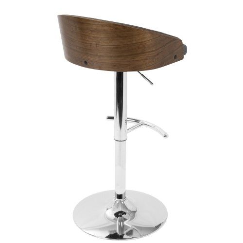 Mid-Century Modern Adjustable bar stool in Walnut and Grey Shiraz LumiSource - 5