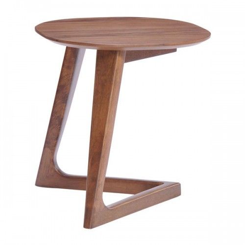 Modern Oval Walnut Side Table Park West