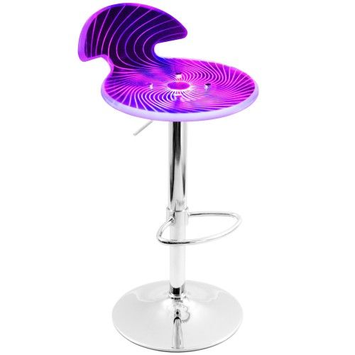 Contemporary Multicolored Light Up Adjustable Bar Stool Spyra 