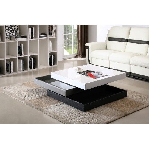 Contemporary transforming square coffee table with storage Kanu