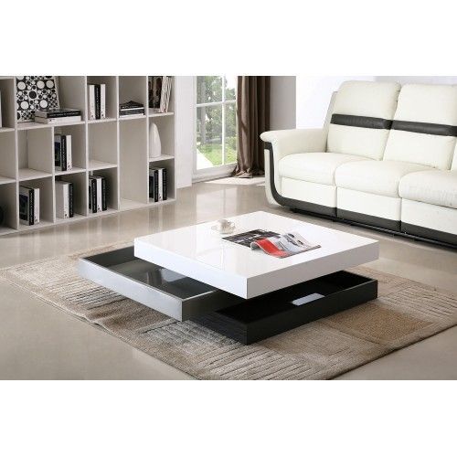 Contemporary transforming square coffee table with storage Kanu