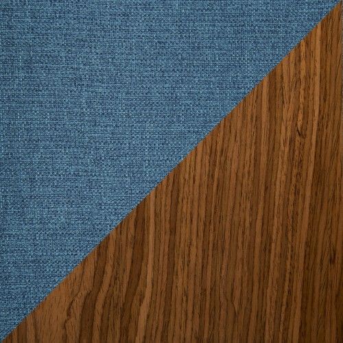 Mid-Century Modern Barstool in Blue Fabric and Walnut Wood Serena LumiSource - 8
