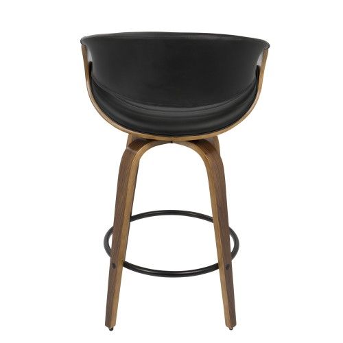 Set of 2 Mid-Century Modern Counter Stools in Walnut and Black PU Symphony LumiSource - 6