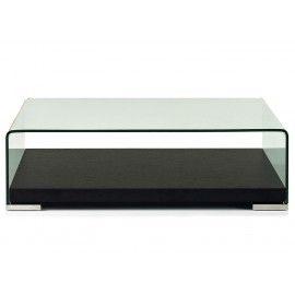 Modern wenge veneer and clear glass rectangular coffee table Messina