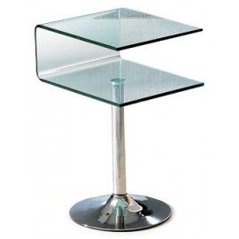 Modern clear glass and chrome side table Padova